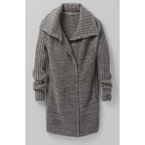 prAna Womans XS Yunna Long Cardigan Sweater Jacket Full Zip Organic Cotton Gray - Picture 11 of 13